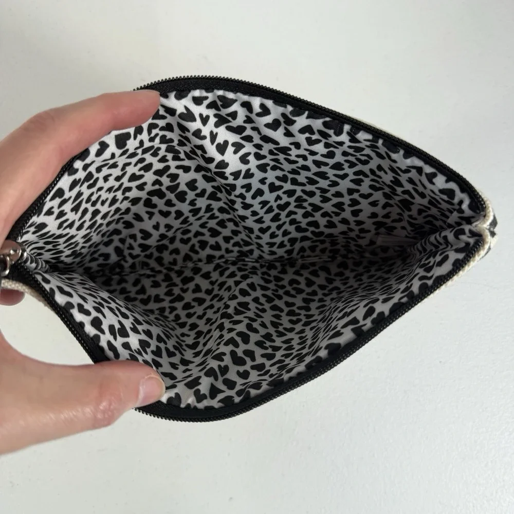 Brighton Love Pouch Make‎ Up Travel Bag Black White With Red Joy Heart